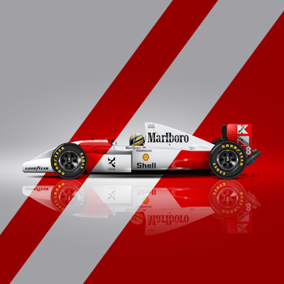 Ayrton Senna's 1993 Mclaren MP4 F1 Car - The perfect gift for F1 Fans! - Car illustration